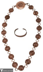 Southwestern Copper Jewelry Lot Belt, Cuff