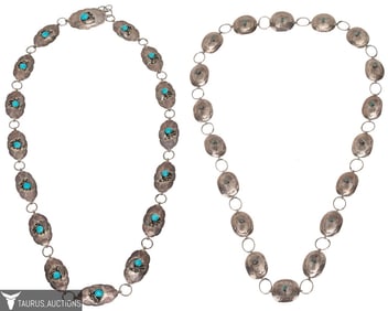 Signed Sterling & Turquoise Concho Link Belts