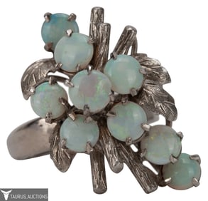 18K Opal Cluster Cocktail Ring Size 5