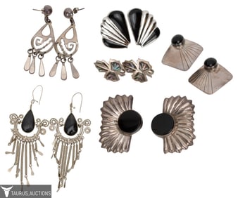 Sterling Silver Earring Lot: Five Pairs