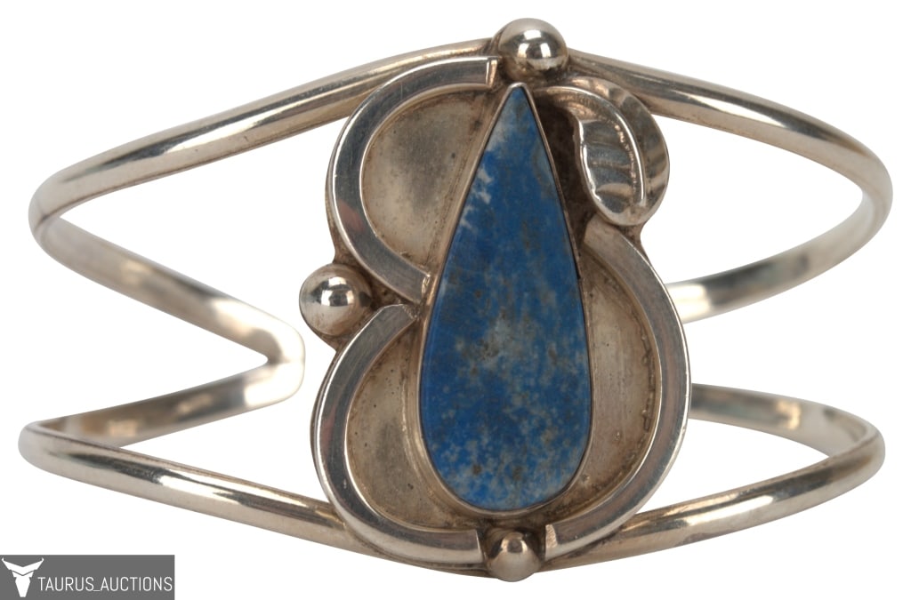 Taxco Mexico Sterling & Lapis Open Cuff (1 of 5)