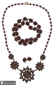 Antique Bohemian Garnet Jewelry Lot