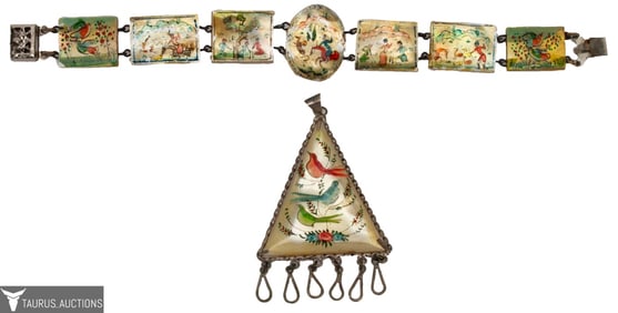 Chinese Hand Painted Mother of Pearl Jewelry