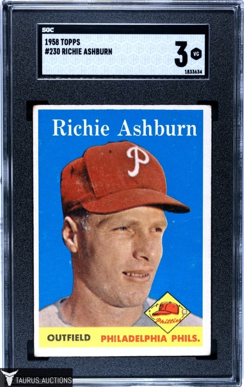 1958 Topps #230 Richie Ashburn Baseball Card SGC 3 (1 of 2)