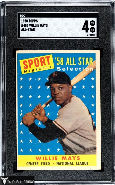 1958 Topps #486 Willie Mays All-Star Card SGC 4 (1 of 2)