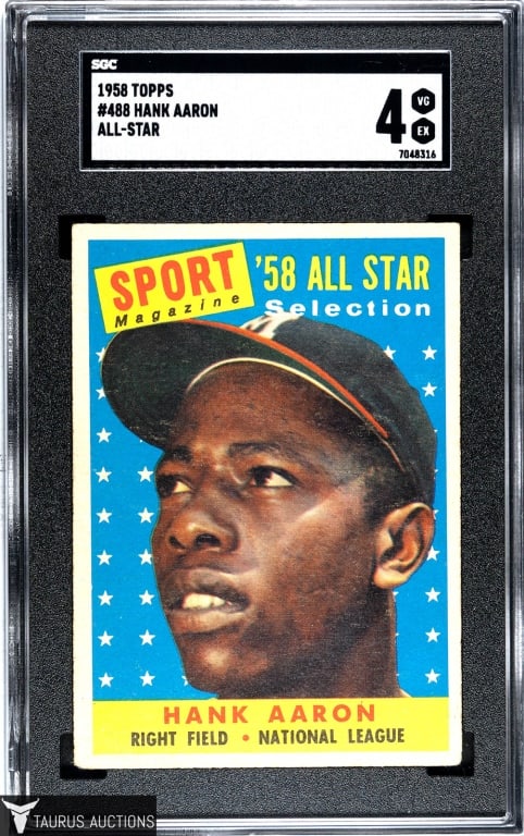 1958 Topps #488 Hank Aaron All-Star Card SGC 4 (1 of 2)
