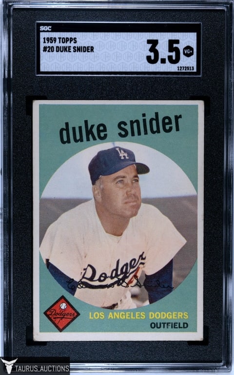 1959 Topps #20 Duke Snider Baseball Card SGC 3.5 (1 of 2)