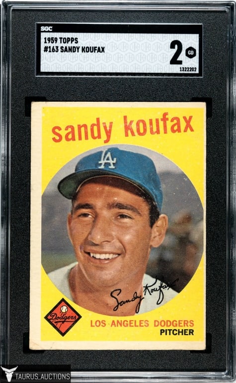 1959 Topps #163 Sandy Koufax Baseball Card SGC 2 (1 of 2)