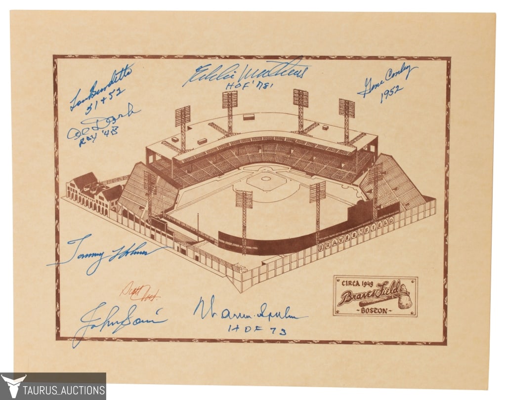 Muti-Signed Braves Field Poster - Warren Spahn (1 of 5)