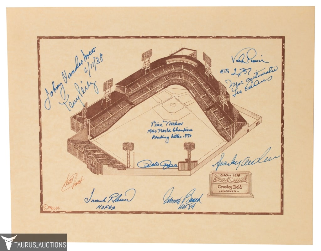 Multi-signed Crosley Field Poster - Pete Rose + (1 of 7)