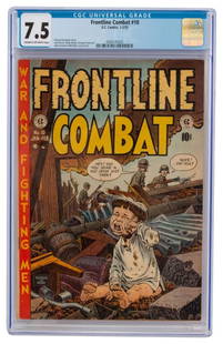 E.C. Comics Frontline Combat #10 CGC 7.5: Item/Description: Frontline Combat #10 comic book CGC 7.5. Harvey Kurtzman story. Jack Davis, Wally Wood, & George Evans art. John Severin & Bill Elder cover. Material: N/A Dimensions: N/A Condition: