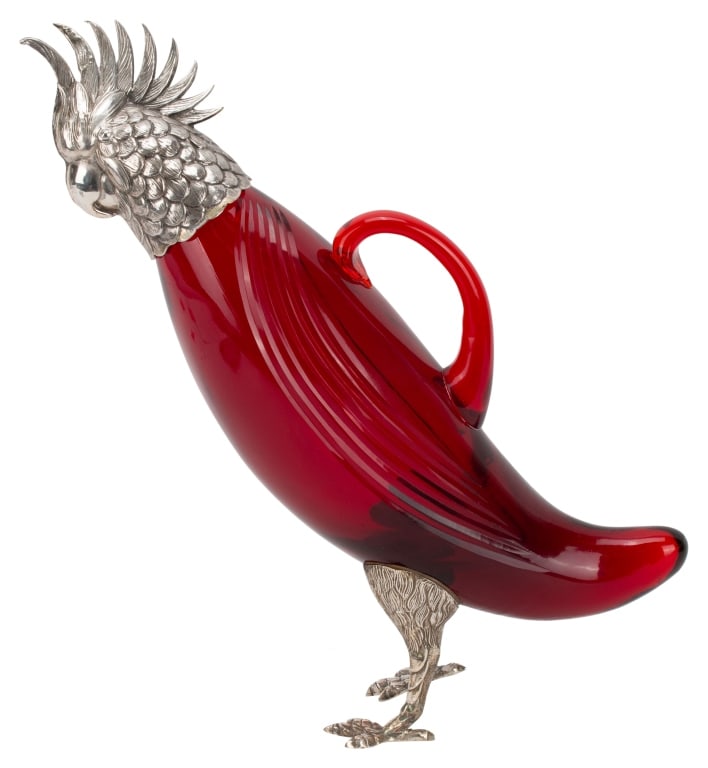 Cartier Silver Mounted Glass Cockatoo Decanter (1 of 14)