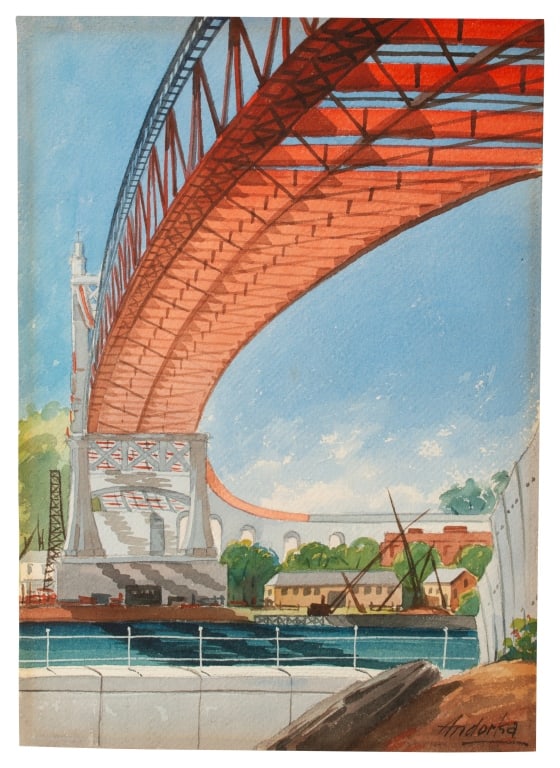 Andorka - NYC Bridge Watercolor Painting (1 of 8)