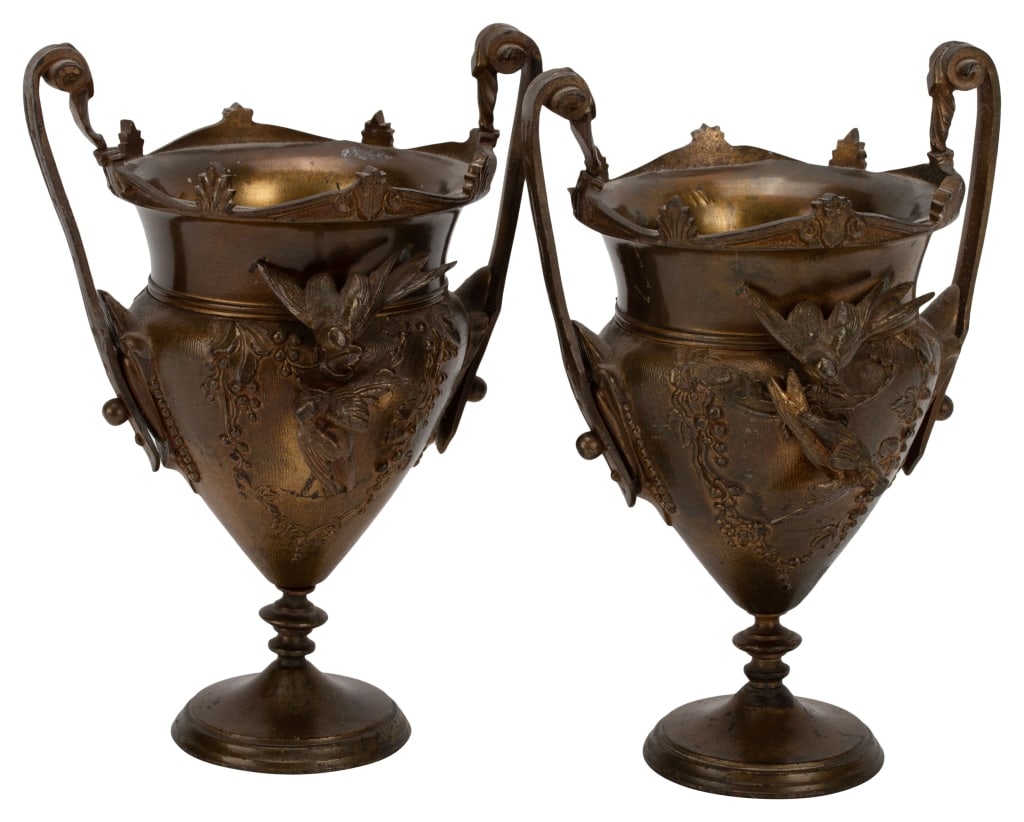 Antique Gilt Bronze Handled Urn Pair (1 of 9)