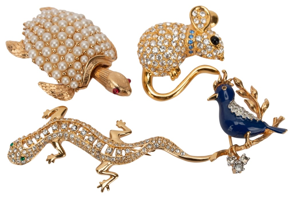 Designer Jeweled Figural Animal Brooch Lot (1 of 7)