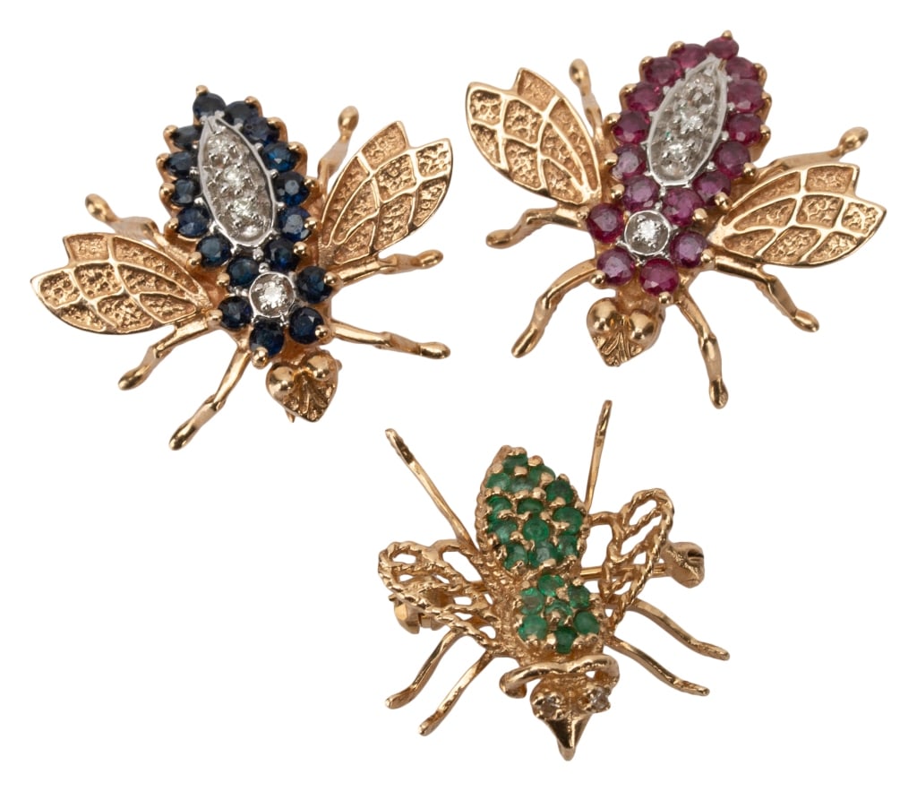 14K Gold Jeweled Bee Brooches (1 of 8)