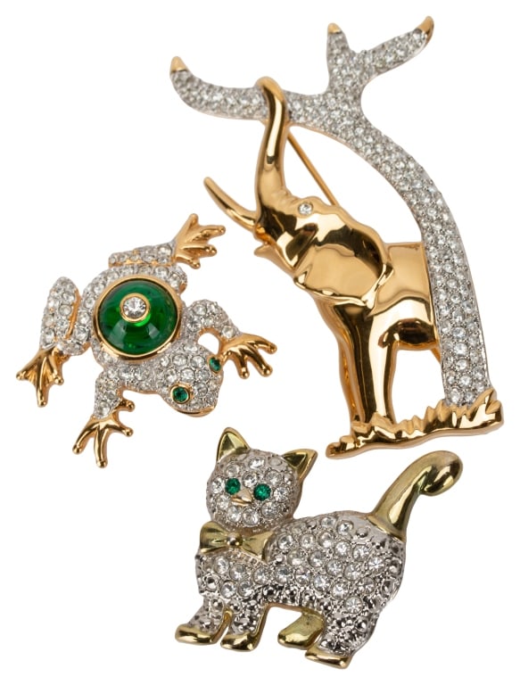 Signed Swarovski SCS Gold Tone Animal Brooches (1 of 7)