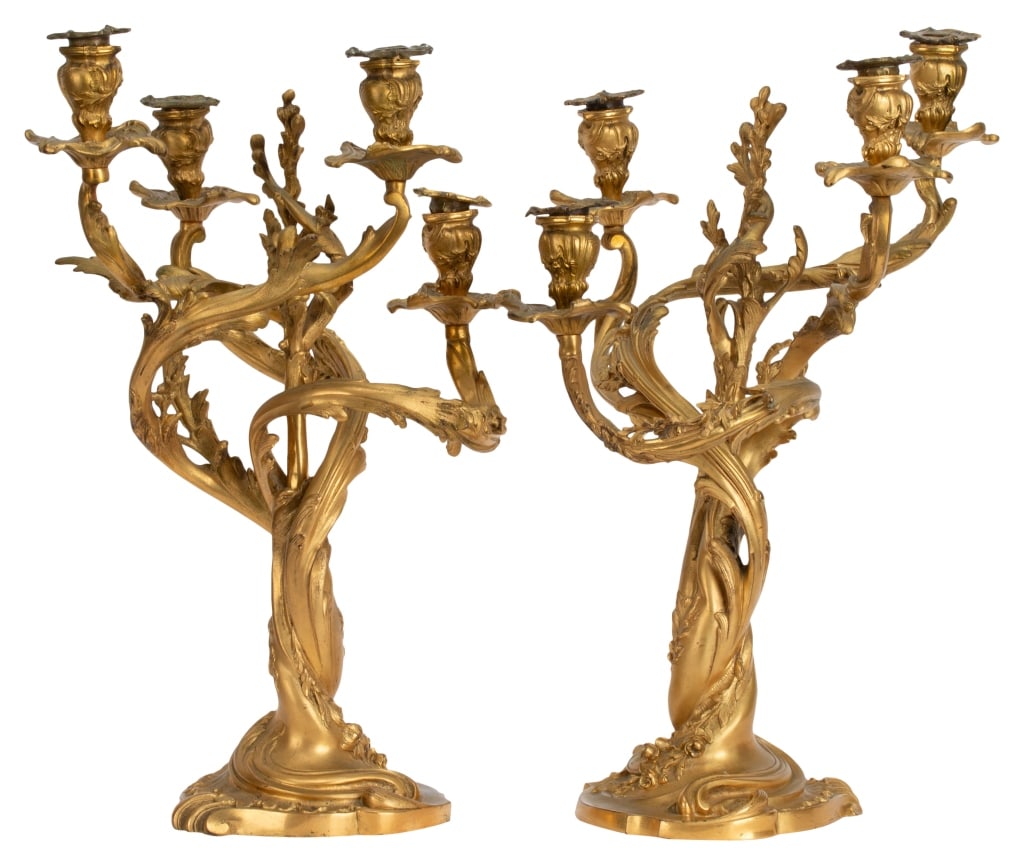 Pair of French Rococo Dore Bronze Candelabra (1 of 12)