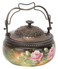 Carlsbad Austria Sweetmeat Jar with Silvered Lid