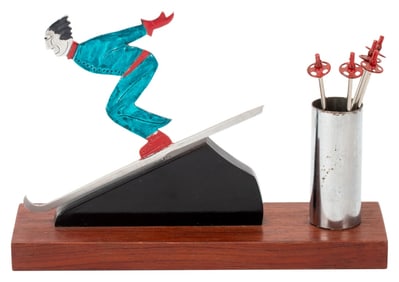 Art Deco Downhill Skier Cocktail Sticks - Sudre