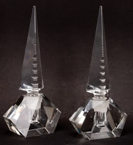 Hoya Crystal Pagoda Stopper Perfume Bottle - Pair