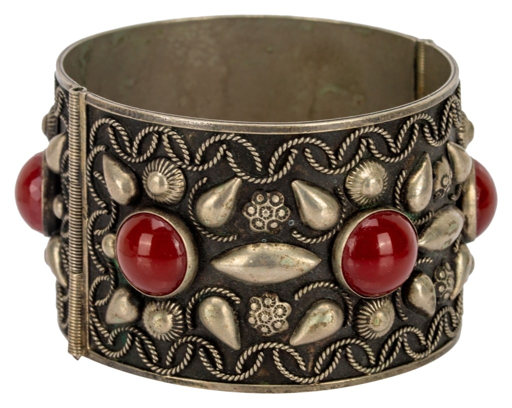 Antique Silver Plated Carnelian Cuff - Italy (1 of 6)