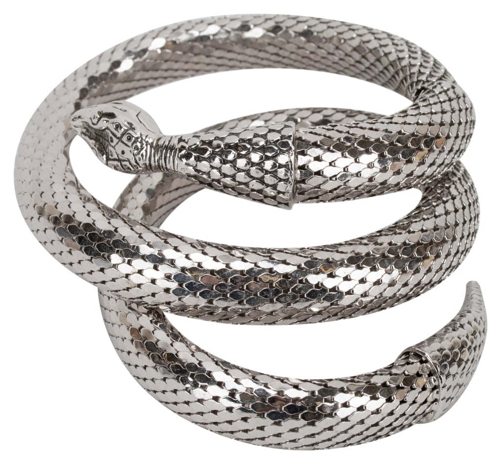 Whiting & Davis Silver Mesh Wrap Snake Bracelet (1 of 6)