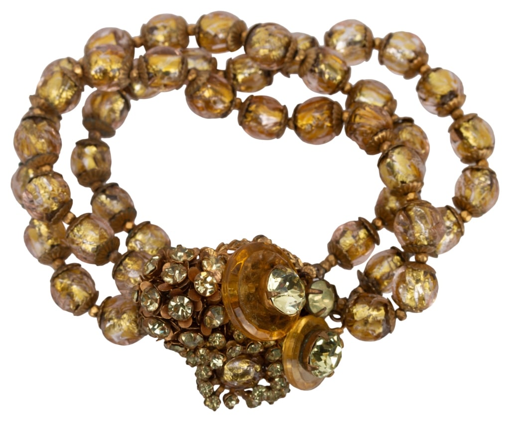Miriam Haskell Triple Strand Citrine Bracelet (1 of 5)