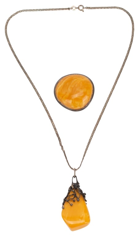 Russian Silver Baltic Amber Jewelry Lot (1 of 9)
