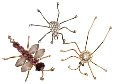 .Figural Jeweled Insect Bug Brooch Lot