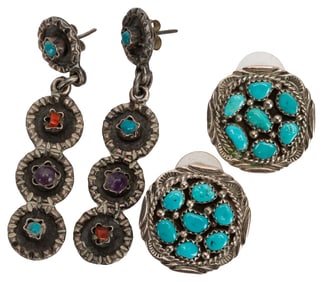Southwestern Sterling Turquoise Earring Lot