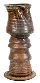 Abstract Studio Art Pottery Vase and Underplate