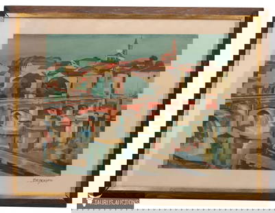 Francois Desnoyer - Albi France Lithograph: Item/Description: Color lithograph features a view of Albi, France. Signed lower right on matting: Desnoyer. Numbered in pencil lower left on mat: 318/350. Signed in plate lower right. Francois Desnoy