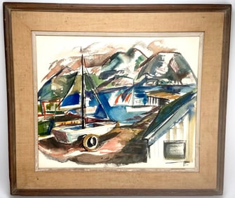 David Baise (Born 1939) Mid Century Harbor Scene