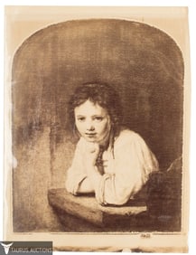 After Rembrandt - Girl at a Window Lithograph