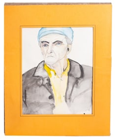 Signed Watercolor Portrait Painting