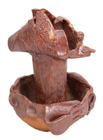 Abstract Horse Art Pottery Candlestick, Anna Siok