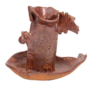 Anna Siok Abstract Horse Pottery Candlestick