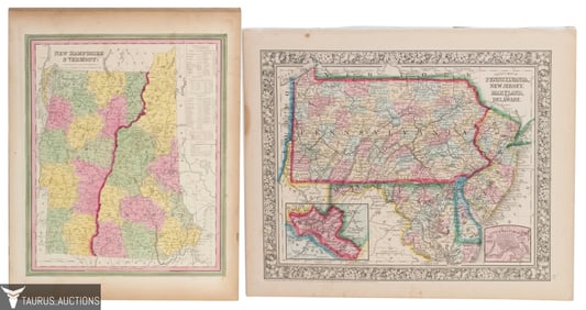 Two 19th C US State Maps - S. Augustus Mitchell