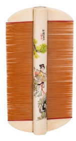 Antique Asian Motif Hand Painted Decorative Comb