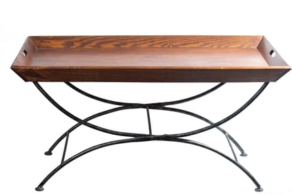 Modern X Leg Wood Tray Coffee Table
