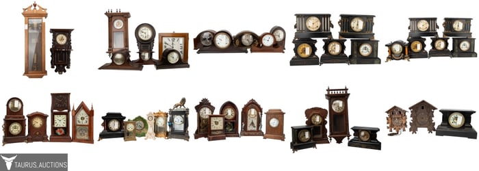 Collection of 48 Wall & Mantel Clocks