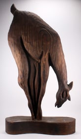 Vintage Hand Carved Wood Deer Folk Art