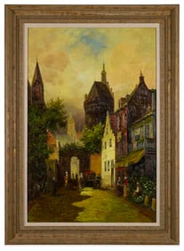 Signed Street Scene Oil Painting, Ligozzi