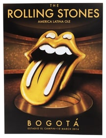 Rolling Stones 2016 Concert Poster Bogota