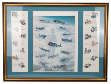 US Fighter Pilot Lithograph, Signed