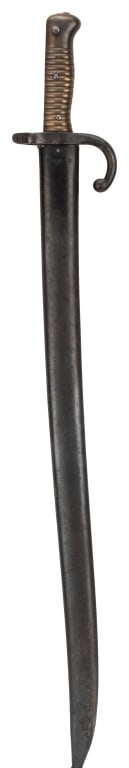 1870s French Brass Handled Bayonet & Scabbard (1 of 13)