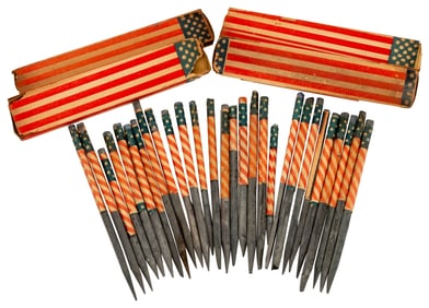 Civil War Era Slate Pencils & Pencil Box Lot