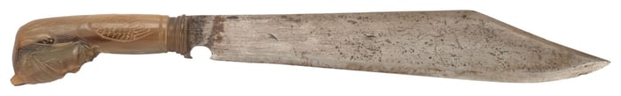 Parang Indonesian Bust Carved Handle Short Sword