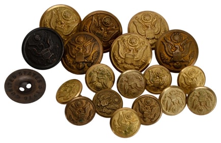 Vintage US Military Brass Button Collection